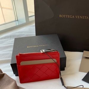 BNWT Bottega Veneta Card Case (red leather)